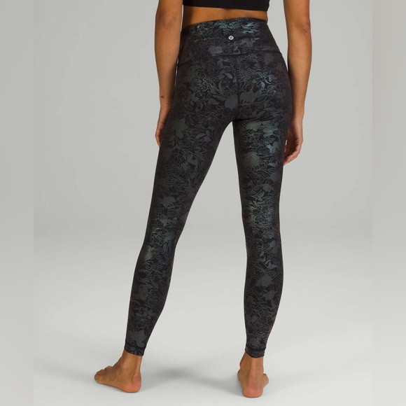 Lululemon Floral Black Wunder Under High-Rise Full-On Luxtreme Shine Leggings - Picture 1 of 7